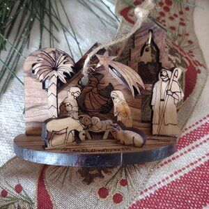 Christmas Nativity Genuine Olive Wood Ornament *** FINAL PRICE ***